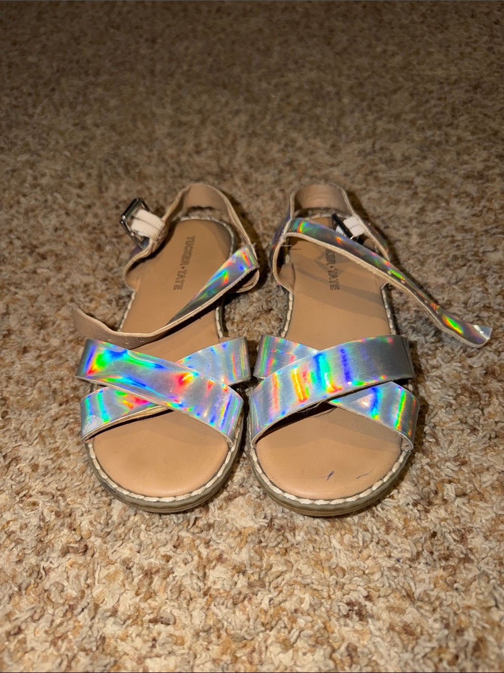 Tucker + Tate iridescent silver sandals for girls size 11